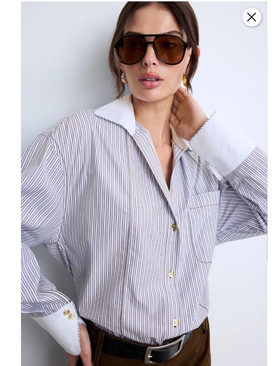 Sandro Tops - Sandro Kelly Striped Collared Shirt, Size US 2/4